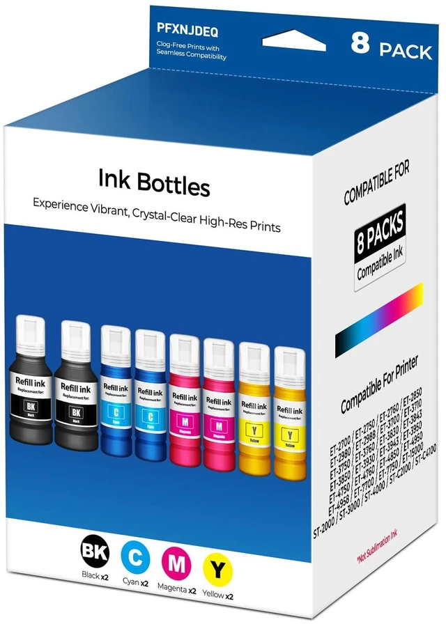 Main image of Compatible for EPT502 Ink Refill Bottle 8-Pack ET-2850 ET-3850 ET-4850 ET-15000 ET-2760 Ink Refill Bottles Use for ET2850 ET3850 ET4850 ET15000 ET2760 ET-2980 ET-3843 ET-3950 ET-4950 ET-3760 Printer