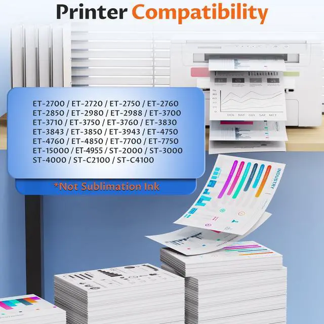 Alt view image 2 of 7 - Compatible for EPT502 Ink Refill Bottle 8-Pack ET-2850 ET-3850 ET-4850 ET-15000 ET-2760 Ink Refill Bottles Use for ET2850 ET3850 ET4850 ET15000 ET2760 ET-2980 ET-3843 ET-3950 ET-4950 ET-3760 Printer