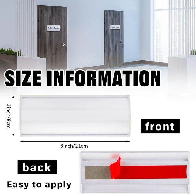 Alt view image 2 of 7 - 25 Pcs Aluminum Office Name Plate Holder for Door, Silver Wall Mount, 8'' x 3'', Business Sign Holder, Office Door Sign, Sturdy Curved with Plastic Film and Adhesive Tape