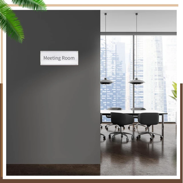 Alt view image 4 of 7 - 25 Pcs Aluminum Office Name Plate Holder for Door, Silver Wall Mount, 8'' x 3'', Business Sign Holder, Office Door Sign, Sturdy Curved with Plastic Film and Adhesive Tape