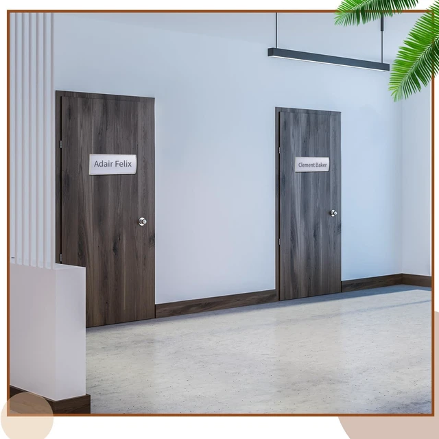 Alt view image 5 of 7 - 25 Pcs Aluminum Office Name Plate Holder for Door, Silver Wall Mount, 8'' x 3'', Business Sign Holder, Office Door Sign, Sturdy Curved with Plastic Film and Adhesive Tape