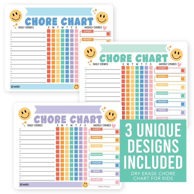 Alt view image 3 of 7 - Magnetic Chore Chart for Kids Multiple Kids Chore Board for Home and School Smiley Colorful Dry Erase Behavior Chart for Kid at Home, Weekly and Daily Responsibility Task Tracker for Teens and Adults