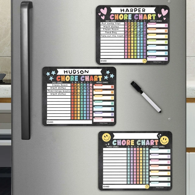 Main image of Magnetic Chore Chart for Kids Multiple Kids Chore Board for Home and School Chalk Pastel Dry Erase Behavior Chart for Kid at Home, Weekly and Daily Responsibility Task Tracker for Teens and Adults