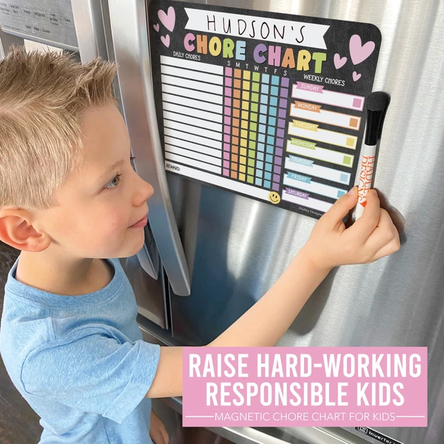 Alt view image 2 of 7 - Magnetic Chore Chart for Kids Multiple Kids Chore Board for Home and School Chalk Pastel Dry Erase Behavior Chart for Kid at Home, Weekly and Daily Responsibility Task Tracker for Teens and Adults
