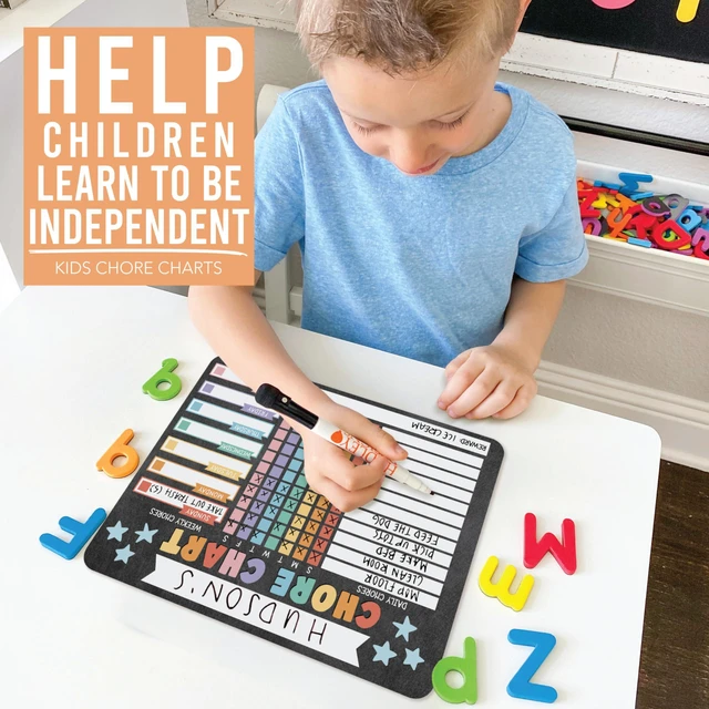 Alt view image 4 of 7 - Magnetic Chore Chart for Kids Multiple Kids Chore Board for Home and School Chalk Pastel Dry Erase Behavior Chart for Kid at Home, Weekly and Daily Responsibility Task Tracker for Teens and Adults