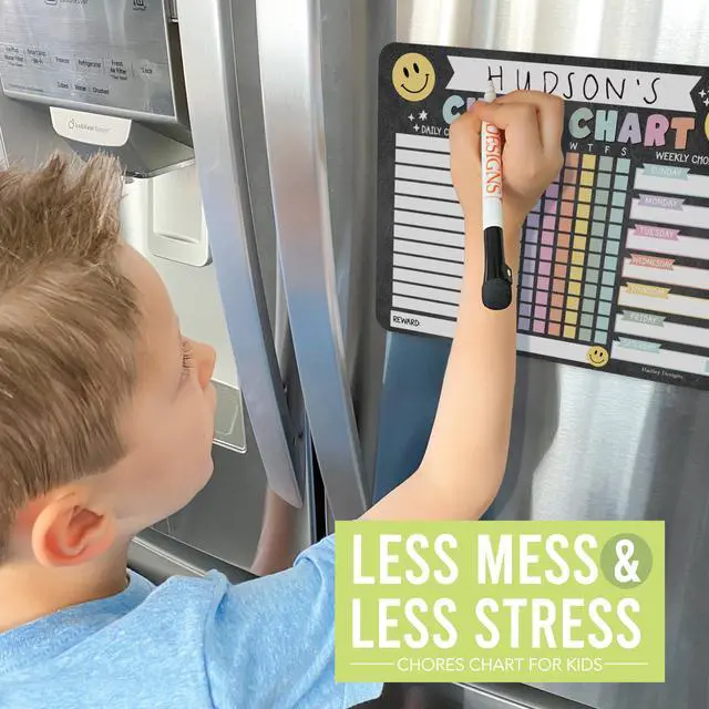 Alt view image 6 of 7 - Magnetic Chore Chart for Kids Multiple Kids Chore Board for Home and School Chalk Pastel Dry Erase Behavior Chart for Kid at Home, Weekly and Daily Responsibility Task Tracker for Teens and Adults