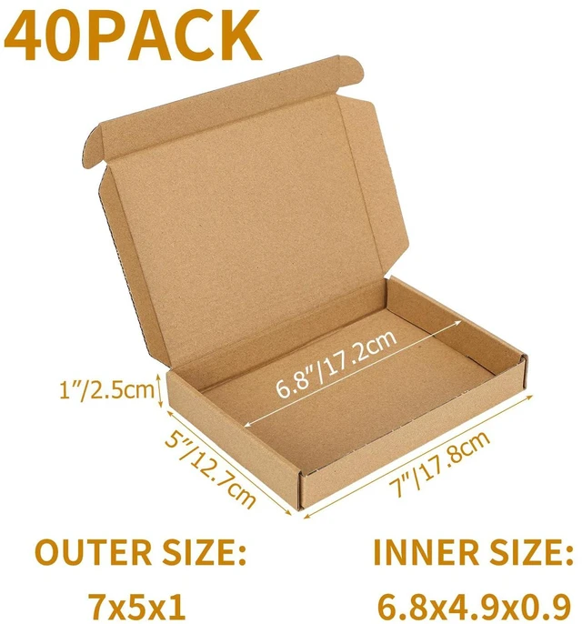 Alt view image 2 of 7 - 40 Pack 7x5x1 inch Small Shipping Boxes, Brown Mailing Boxes Tuck Top, Quick Fold, Easy Assemble, Shape Well, Single Corrugated, DIY Cardboard, Card Shipping, Small Business Packaging
