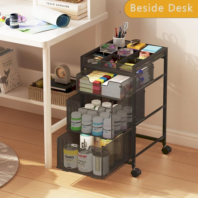 Alt view image 3 of 7 - Rolling Utility Cart with 3 Drawers, Craft Organizer and Storage with DIY Divider, Lockable Wheels, Multi-Functional Storage for Art Supplies, Store for Brushes & Paints & Small Parts(Patent Pending)