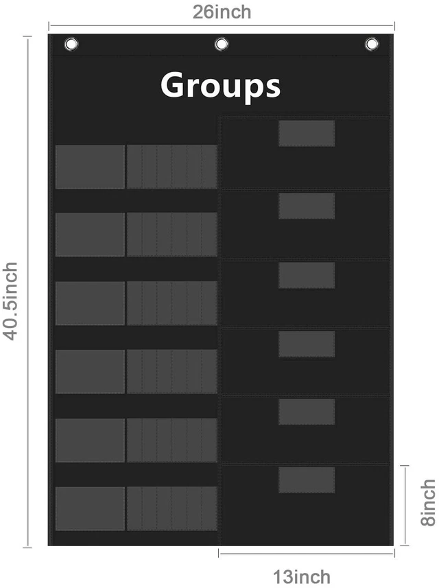 Alt view image 2 of 7 - Small Group Management Pocket Chart with 96 Cards Classroom Jobs Chart Small Group Organizer and on Task for School Teacher Homeschool Learning Supplies (Black)