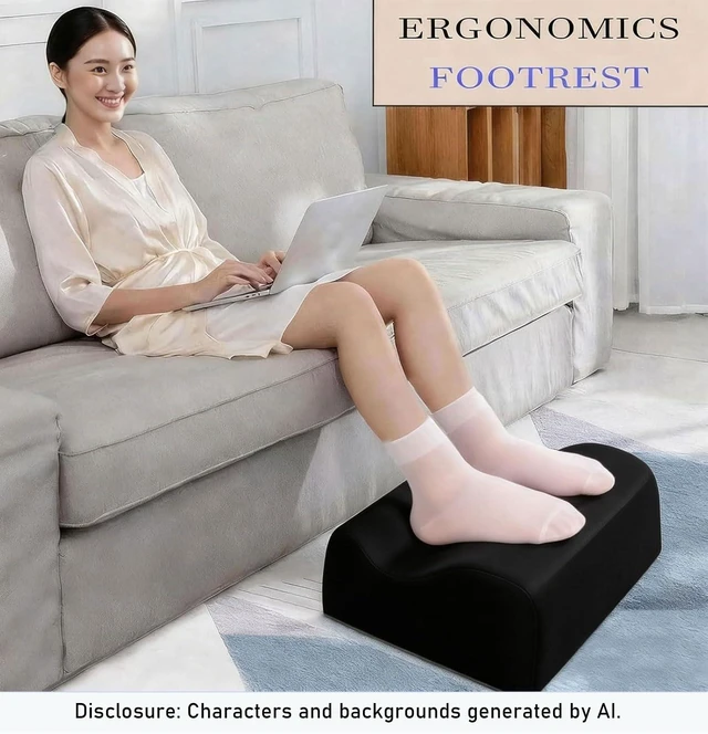 Alt view image 3 of 6 - Work Foot Rest Under Desk,Comfort Foot Rest for Couch Foot Rest For Under Desk at Work At Soft Ergonomic Footrest Support Foot Pillow Heel Chair Leg Elevation Pillow Black