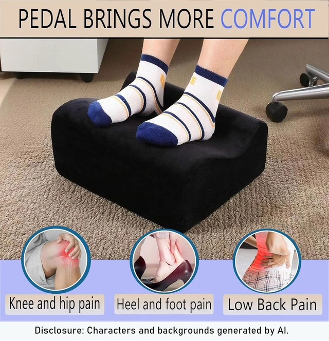 Alt view image 4 of 6 - Work Foot Rest Under Desk,Comfort Foot Rest for Couch Foot Rest For Under Desk at Work At Soft Ergonomic Footrest Support Foot Pillow Heel Chair Leg Elevation Pillow Black