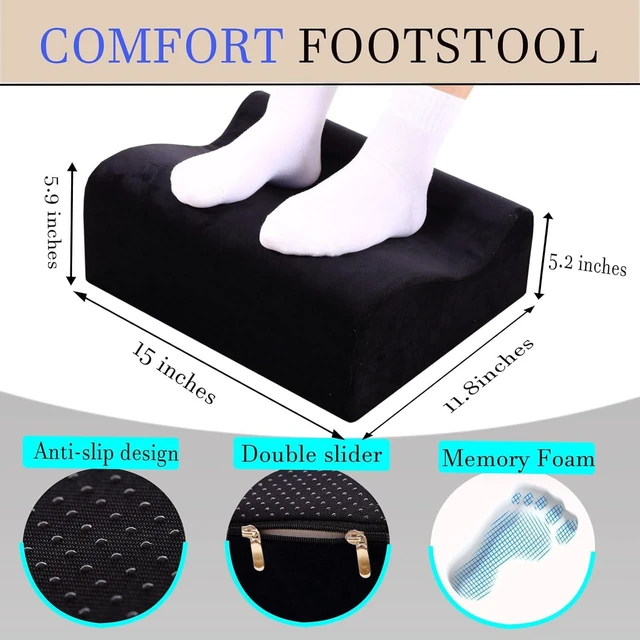 Alt view image 5 of 6 - Work Foot Rest Under Desk,Comfort Foot Rest for Couch Foot Rest For Under Desk at Work At Soft Ergonomic Footrest Support Foot Pillow Heel Chair Leg Elevation Pillow Black