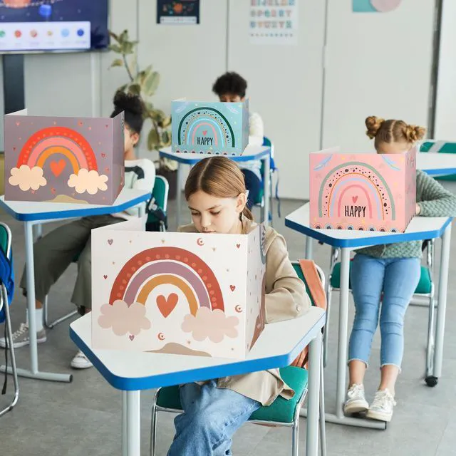 Alt view image 4 of 6 - 24 Pcs Privacy Folders for Students Testing, Rainbow, Colorful Testing Dividers for Classroom, Cardboard Privacy Board, Classroom Folders Teacher Supplies, Back to School Supplies