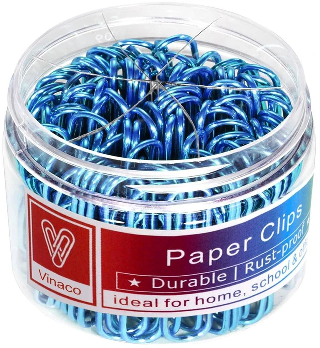 Main image of Blue Paper Clips, 400PCS Assorted Sizes,1.3" & 2" for Office School Vinyl Coated Steel paperclips, Rustproof & Scratch Resistant for Office School Files, Heavy Duty, Multi-Purpose DIY
