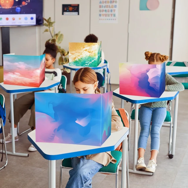 Alt view image 4 of 7 - 24 Pcs Privacy Folders for Students Testing, Gradient, Colorful Testing Dividers for Classroom, Cardboard Privacy Board, Classroom Folders Teacher Supplies, Back to School Supplies