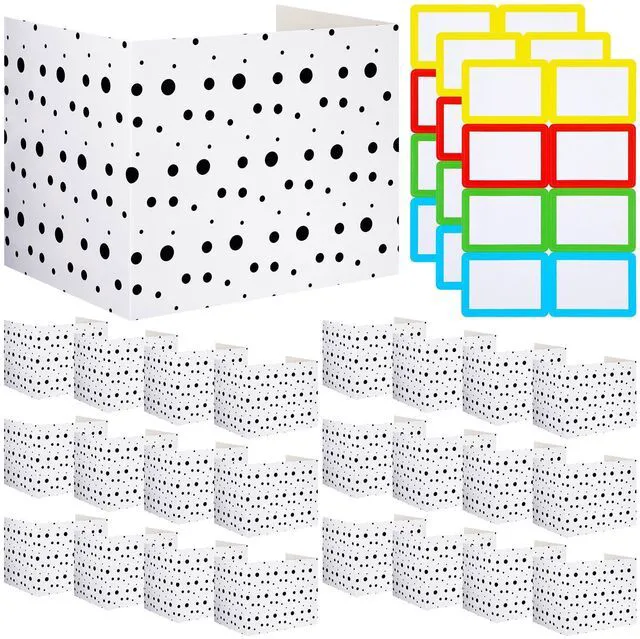 Main image of 24 Pcs Privacy Folders for Students Testing, Black Dots, Black White Testing Dividers for Classroom, Cardboard Privacy Board, Classroom Folders Teacher Supplies, Back to School Supplies