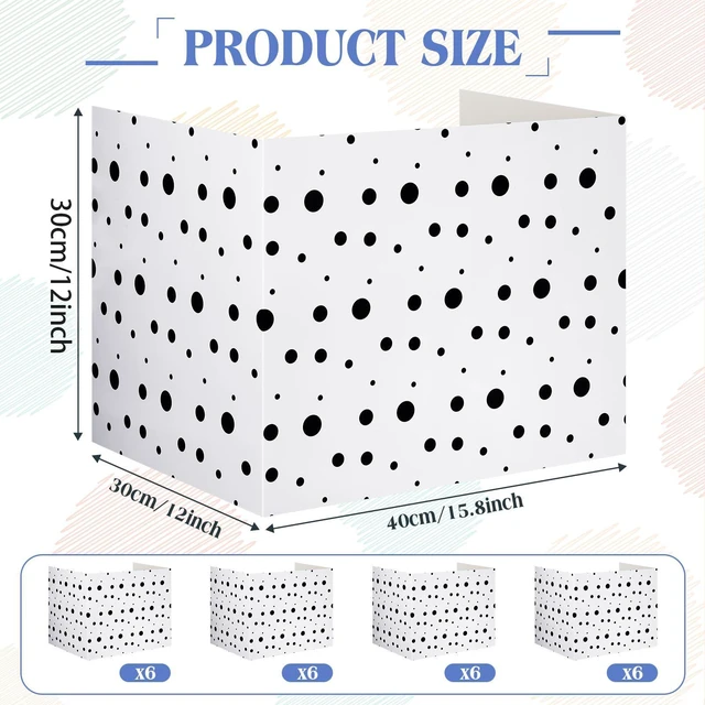 Alt view image 2 of 7 - 24 Pcs Privacy Folders for Students Testing, Black Dots, Black White Testing Dividers for Classroom, Cardboard Privacy Board, Classroom Folders Teacher Supplies, Back to School Supplies