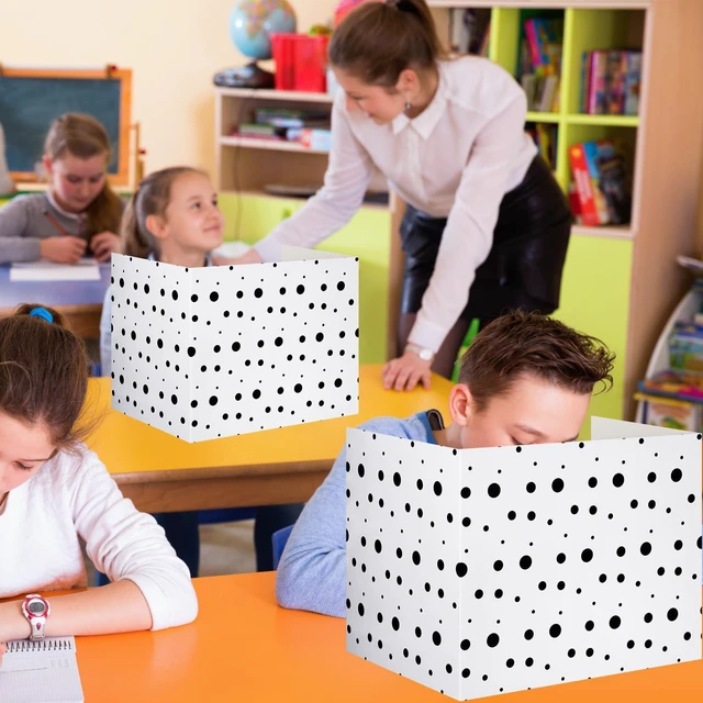 Alt view image 4 of 7 - 24 Pcs Privacy Folders for Students Testing, Black Dots, Black White Testing Dividers for Classroom, Cardboard Privacy Board, Classroom Folders Teacher Supplies, Back to School Supplies