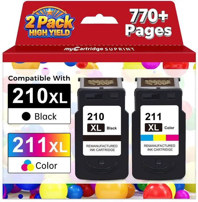 Main image of Replacement for Canon 210 XL 211 XL Ink Cartridge 2PK High Yield Upgraded Chip PG 210XL CL 211XL Black Color Combo Pack for PIXMA MX410 MX340 MP495 MP280 MP240 MP250 Printer Eco