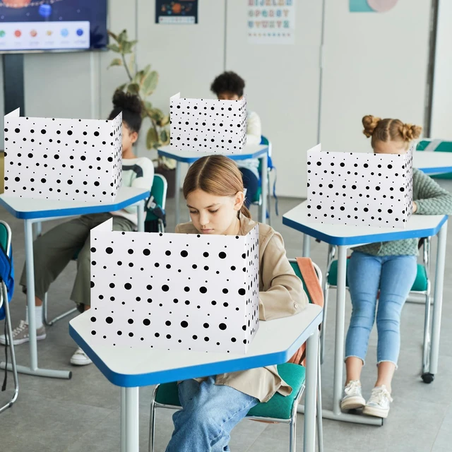 Alt view image 5 of 7 - 24 Pcs Privacy Folders for Students Testing, Black Dots, Black White Testing Dividers for Classroom, Cardboard Privacy Board, Classroom Folders Teacher Supplies, Back to School Supplies