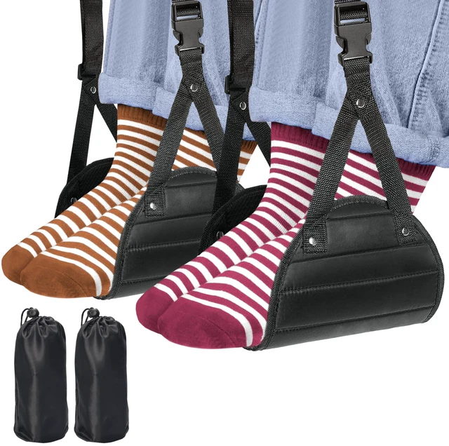 Main image of 2-Pack Airplane Travel Footrest Hammock - Perfect Airplane Foot Hammock to Relax Your Feet - Travel Essentials Comfy Foot Hanger Plane Footrest for Long Trip