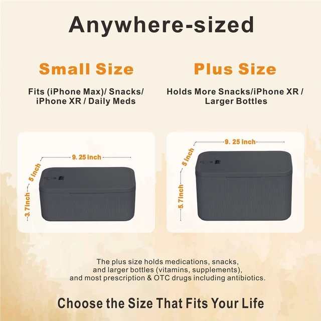 Alt view image 2 of 7 - Lockable Storage Box,Medicine Lock Box Travel Case,Refrigerator Bin Container for Food,Medicines,Snacks,Locking Mobile Cell Phone Device Jail,Lockbox for Office,Home,School,Father Gift (Navy Plus)
