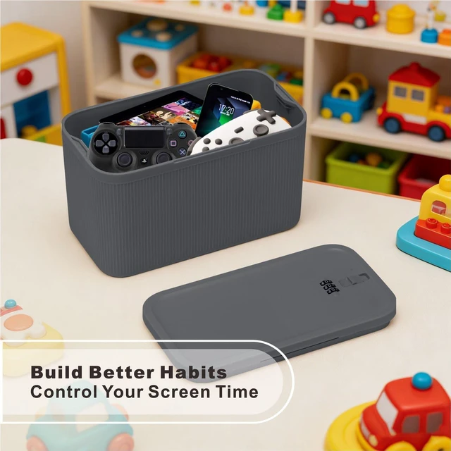 Alt view image 3 of 7 - Lockable Storage Box,Medicine Lock Box Travel Case,Refrigerator Bin Container for Food,Medicines,Snacks,Locking Mobile Cell Phone Device Jail,Lockbox for Office,Home,School,Father Gift (Navy Plus)