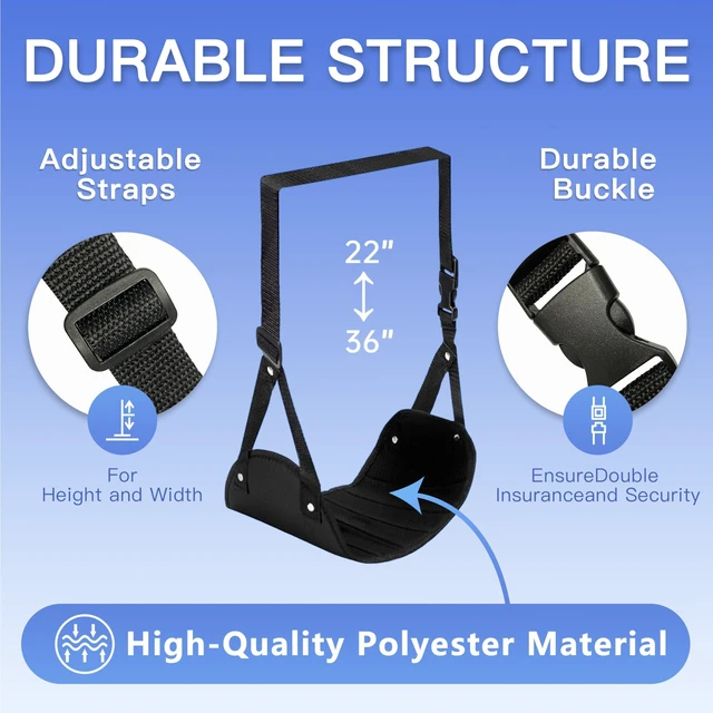 Alt view image 4 of 7 - 2-Pack Airplane Travel Footrest Hammock - Perfect Airplane Foot Hammock to Relax Your Feet - Travel Essentials Comfy Foot Hanger Plane Footrest for Long Trip