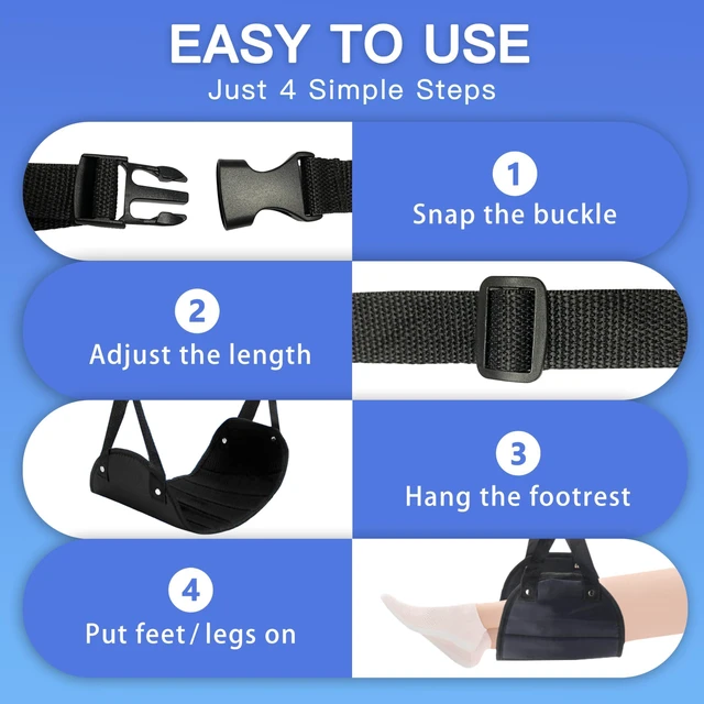 Alt view image 7 of 7 - 2-Pack Airplane Travel Footrest Hammock - Perfect Airplane Foot Hammock to Relax Your Feet - Travel Essentials Comfy Foot Hanger Plane Footrest for Long Trip