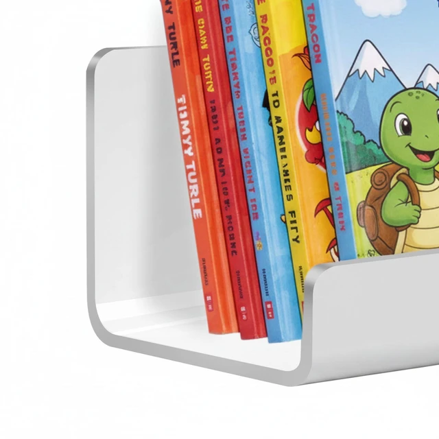 Alt view image 5 of 7 - 2 Pack Magnetic Book Shelf for Whiteboard - 17 Inch Reusable Acrylic Magnetic Shelves, Holds 11 lbs, Magnetic Book Display for Classrooms, Kitchen(White)