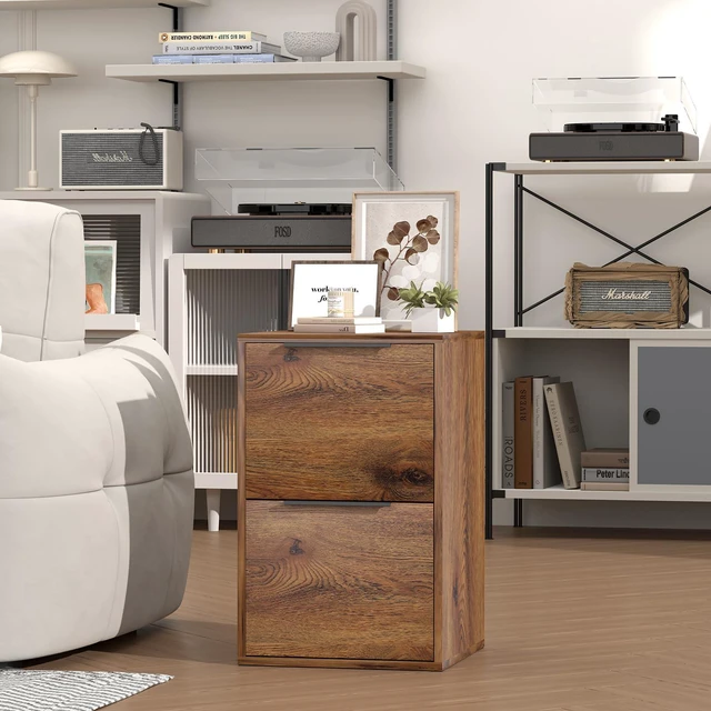 Alt view image 6 of 7 - File Cabinets, Wood File Cabinet with Hanging Bar for Letter Size, Modern Farmhouse Under Desk Drawer, Printer Stand Small Filing Cabinets for Home Office, Dark Brown