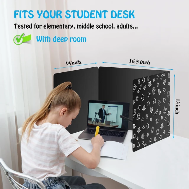 Alt view image 3 of 7 - Black 30-Pack Desk Dividers for Students, Waterproof Plastic Study Carrel Divider, Durable Testing Dividers for Classroom Teacher Supplies, Easy to Clean Privacy Shield Folder Boards for Student Desk
