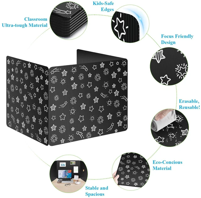 Alt view image 5 of 7 - Black 30-Pack Desk Dividers for Students, Waterproof Plastic Study Carrel Divider, Durable Testing Dividers for Classroom Teacher Supplies, Easy to Clean Privacy Shield Folder Boards for Student Desk