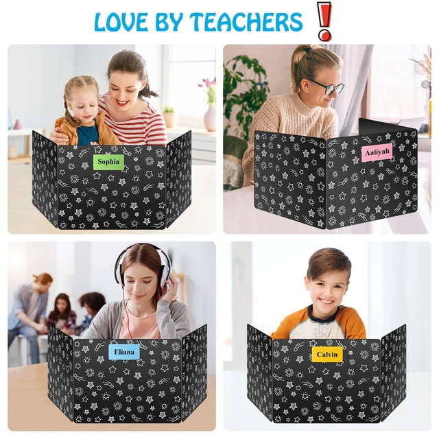 Alt view image 6 of 7 - Black 30-Pack Desk Dividers for Students, Waterproof Plastic Study Carrel Divider, Durable Testing Dividers for Classroom Teacher Supplies, Easy to Clean Privacy Shield Folder Boards for Student Desk
