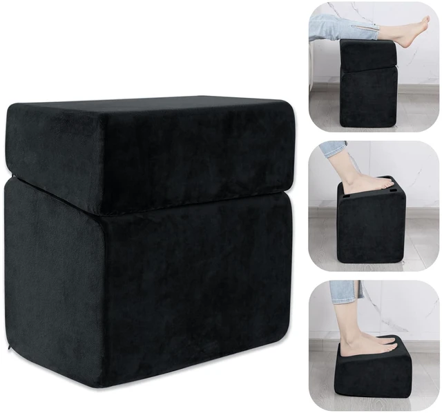 Main image of Under Desk Foot Rest, Ergonomic Office Footrest with 3 Adjustable Heights, High-Density Memory Foam Leg Rest for Home, Travel, Airplane with Washable Cover