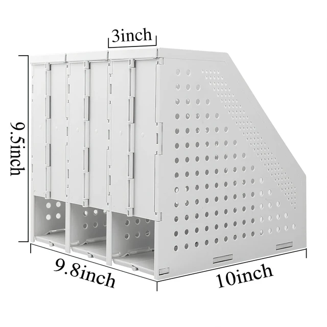 Alt view image 2 of 7 - 2Pcs Collapsible Plastic Magazine File Holder Vertical Binder Storage Organizer for Desk Sturdy Upright Desktop Magazine Organizer Folder Rack for Office School Home (3 Compartments, Gray)