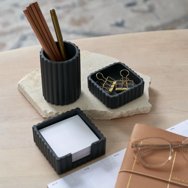 Alt view image 4 of 7 - Modern Aesthetic Desk Accessories Set of 3 - Stylish Concrete Organizers For Pens and Office Supplies - A Cute and Functional Addition to Your Workspace Decor