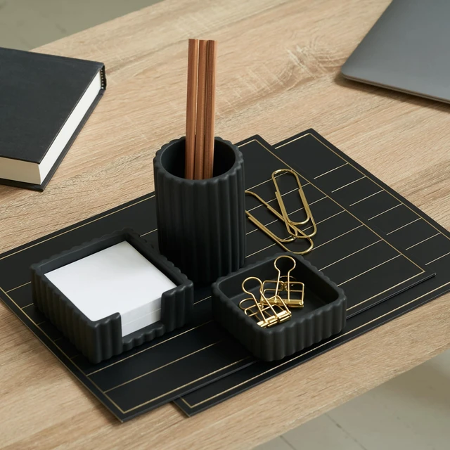Alt view image 5 of 7 - Modern Aesthetic Desk Accessories Set of 3 - Stylish Concrete Organizers For Pens and Office Supplies - A Cute and Functional Addition to Your Workspace Decor