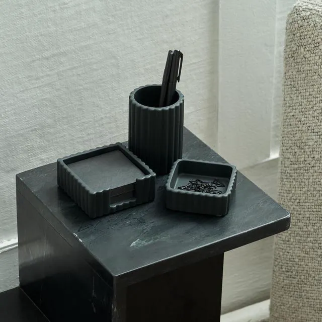 Alt view image 6 of 7 - Modern Aesthetic Desk Accessories Set of 3 - Stylish Concrete Organizers For Pens and Office Supplies - A Cute and Functional Addition to Your Workspace Decor