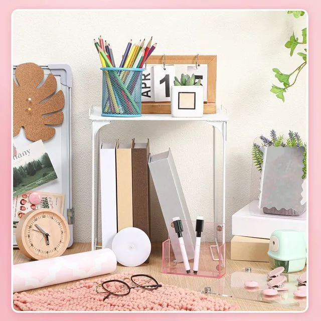 Alt view image 2 of 7 - 25 Pcs Locker Accessories, Locker Wallpaper,Flower,Pink Pink,Locker Organizer, First Day of School Essentials, Shelf, Mirror, LED Light, Pen Holder, Magnetic Dry Erase Board, Rug