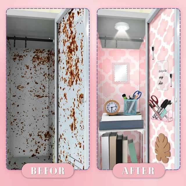 Alt view image 7 of 7 - 25 Pcs Locker Accessories, Locker Wallpaper,Flower,Pink Pink,Locker Organizer, First Day of School Essentials, Shelf, Mirror, LED Light, Pen Holder, Magnetic Dry Erase Board, Rug