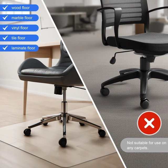 Alt view image 2 of 6 - Office Chair Mat for Hardwood Floor Clear Chair Mat for Easy Glide Floors Protector for Under Desk Chairs Mat Plastic Floors Mats for Office Chairs(51" x 63" for Hard Floor)