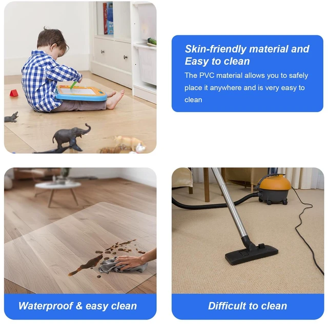 Alt view image 5 of 6 - Office Chair Mat for Hardwood Floor Clear Chair Mat for Easy Glide Floors Protector for Under Desk Chairs Mat Plastic Floors Mats for Office Chairs(51" x 63" for Hard Floor)