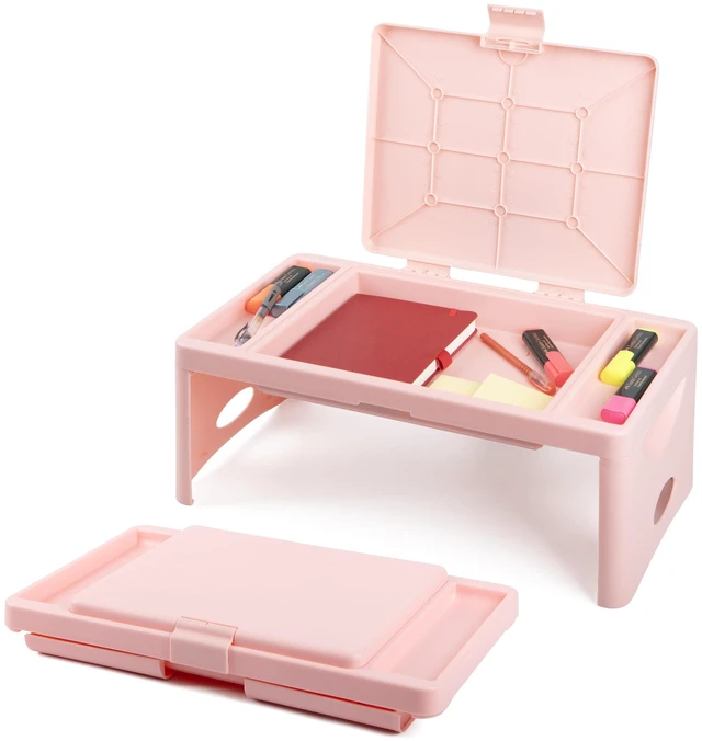 Main image of Lap Desk, Folding Desk, Portable Table, Blush, 9.75" x 12" Trays & Pocket Keep Essentials Close, 2 lb Easy to Carry, Sturdy Plastic & Alloy Steel, Bed Desk, Bed Tray, Lap Desk for Kids