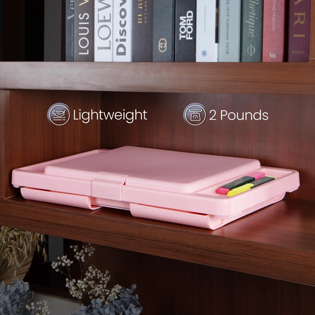Alt view image 6 of 7 - Lap Desk, Folding Desk, Portable Table, Blush, 9.75" x 12" Trays & Pocket Keep Essentials Close, 2 lb Easy to Carry, Sturdy Plastic & Alloy Steel, Bed Desk, Bed Tray, Lap Desk for Kids