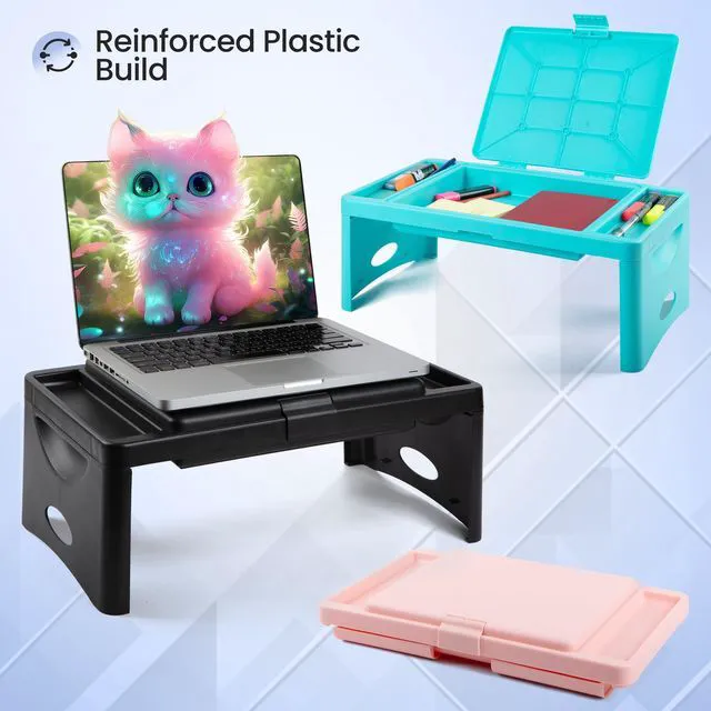 Alt view image 4 of 7 - Foldable Lap Desk for Adults, Bed Tray, Teal Blue, 9.75"x12" Portable Desk, Car Seat Tray for Road Trips, Storage Pocket, Lap Desk Kids, Folding Desk Bed Table
