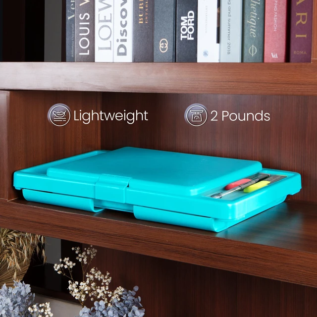 Alt view image 7 of 7 - Foldable Lap Desk for Adults, Bed Tray, Teal Blue, 9.75"x12" Portable Desk, Car Seat Tray for Road Trips, Storage Pocket, Lap Desk Kids, Folding Desk Bed Table