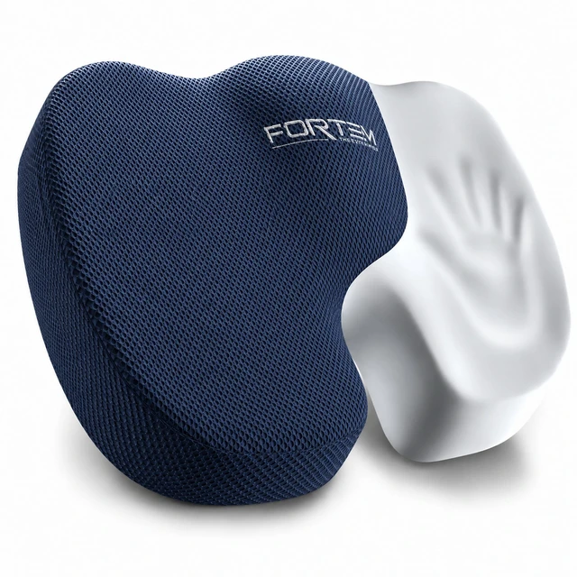 Main image of Seat Cushion, Office Chair Cushion for Tailbone Sciatica Pain Relief Memory Foam Pillow for Car | Ergonomic Design | Washable Cover | Non Slip | Blue
