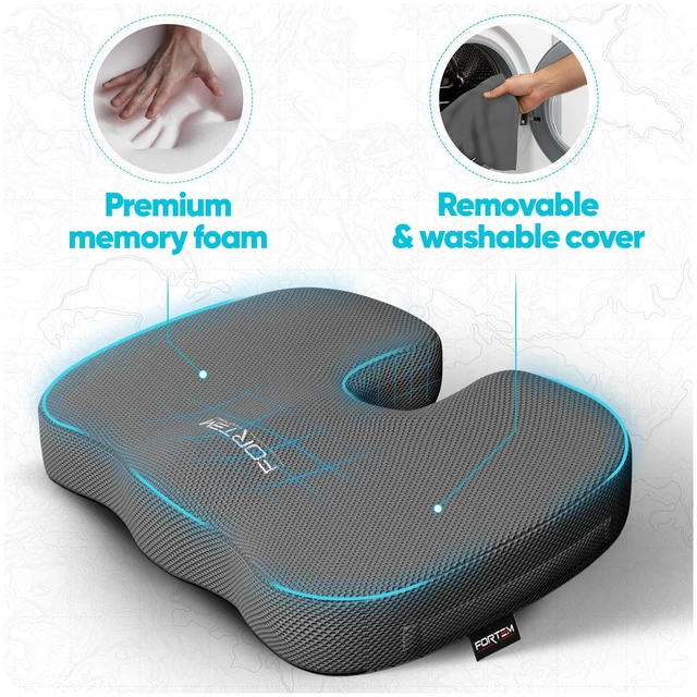 Alt view image 3 of 7 - Seat Cushion, Office Chair Cushion for Tailbone Sciatica Pain Relief Memory Foam Pillow for Car | Ergonomic Design | Washable Cover | Non Slip | Dark Grey
