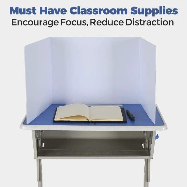 Alt view image 7 of 7 - 22 Pack Classroom Privacy Shields for Student Desks - Easy to Clean Plastic Sneeze Guard Folder Desk Divider Study Carrel - Classroom Materials for School Teachers - Includes Extra Labels